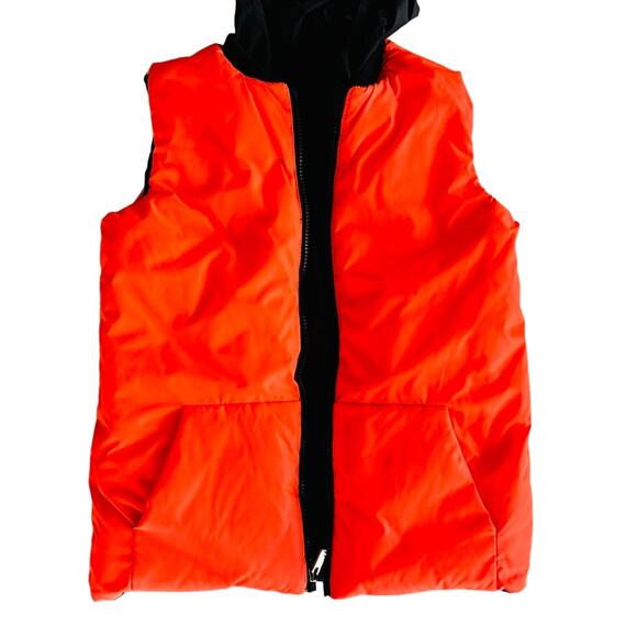 Jacadi Boys Reversible Puffer Vest Size 10 Navy / Blaze Orange Winter Snow Ski - Picture 3 of 5